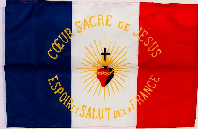 Drapeau Français Coeur Sacré de Jésus Espoir et Salut de la France
