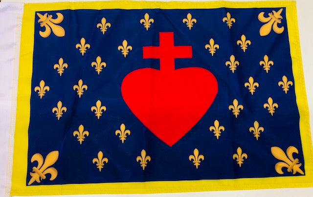 Drapeau - Royaume de France - Sacré-Coeur - Fond bleu fleuredlysé - Petit  format 60 cm x 40 cm DRAPE